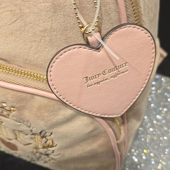 Juicy Couture Heritage Velour Backpack- Cafe